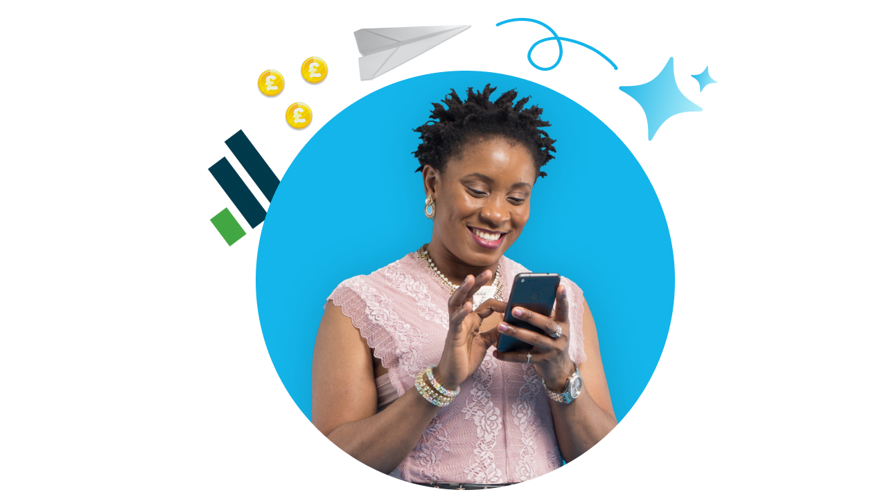 Woman using her phone to evaluate payroll software features